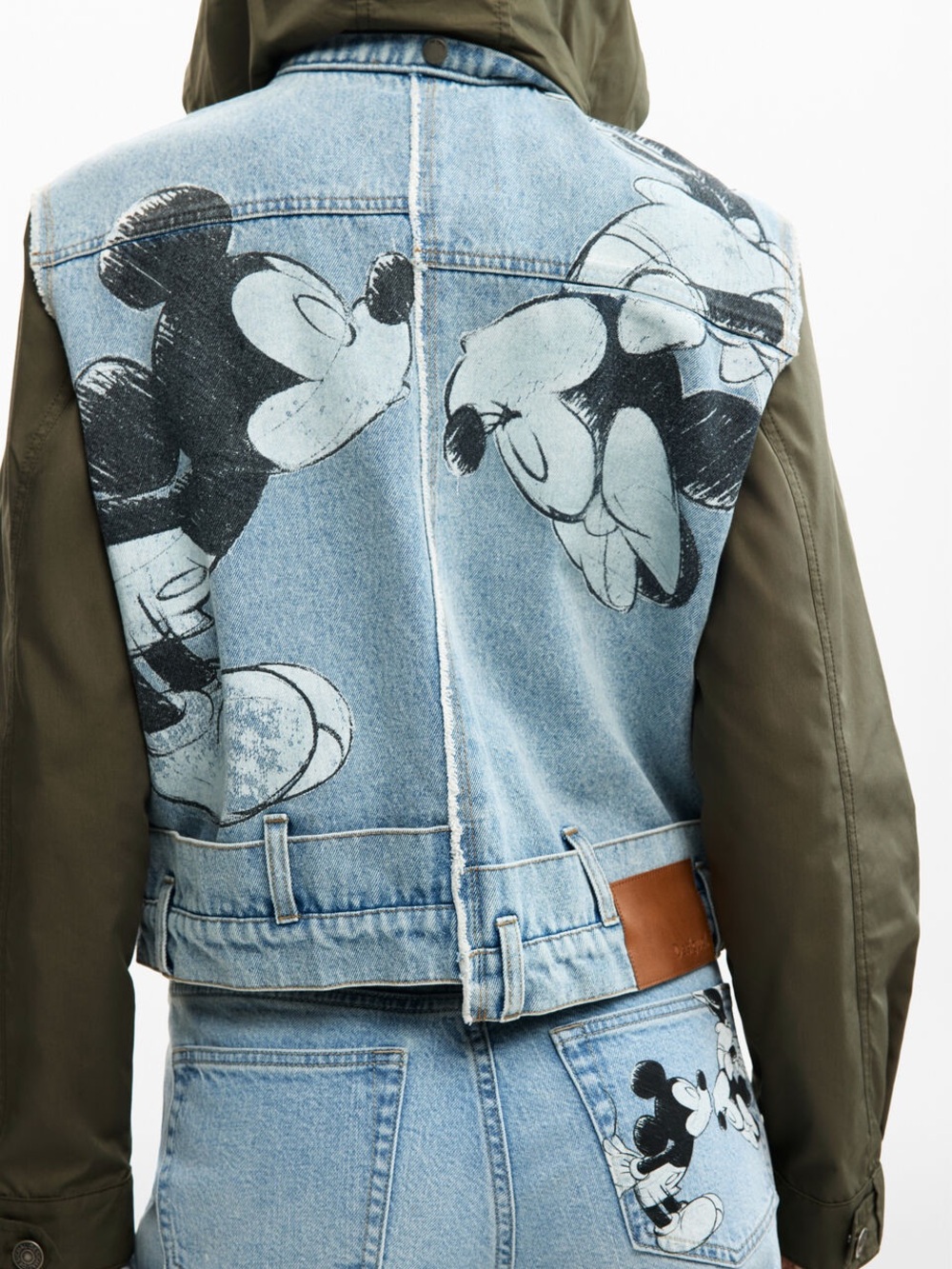 Parka styleLight Wash Denim Jacket with Graphic Detail Mickey Mouse by Desigual
